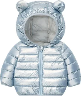 Baby Boys Hooded Down Jacket Toddler Boys Girls Light Puffer Padded Jacket Bear Hoods Infant Warm Winter Coat