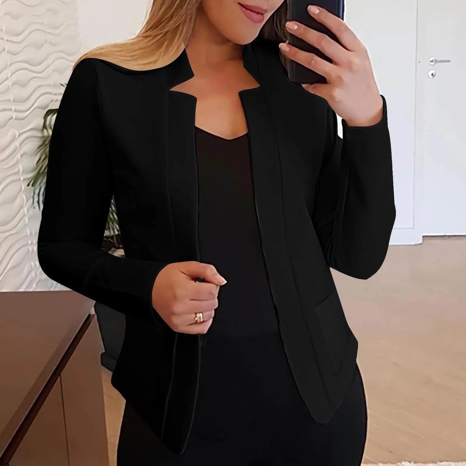Blazers for Women Business Casual Work Office Suit Coat Tops Cropped Cardigan Jacket 2025 Fall Long Sleeve Outerwear