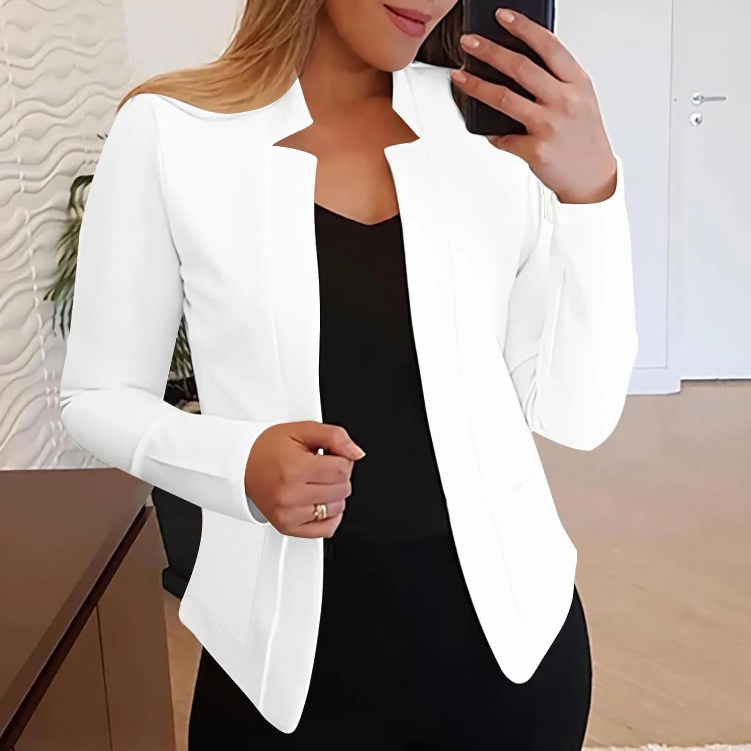 Blazers for Women Business Casual Work Office Suit Coat Tops Cropped Cardigan Jacket 2025 Fall Long Sleeve Outerwear