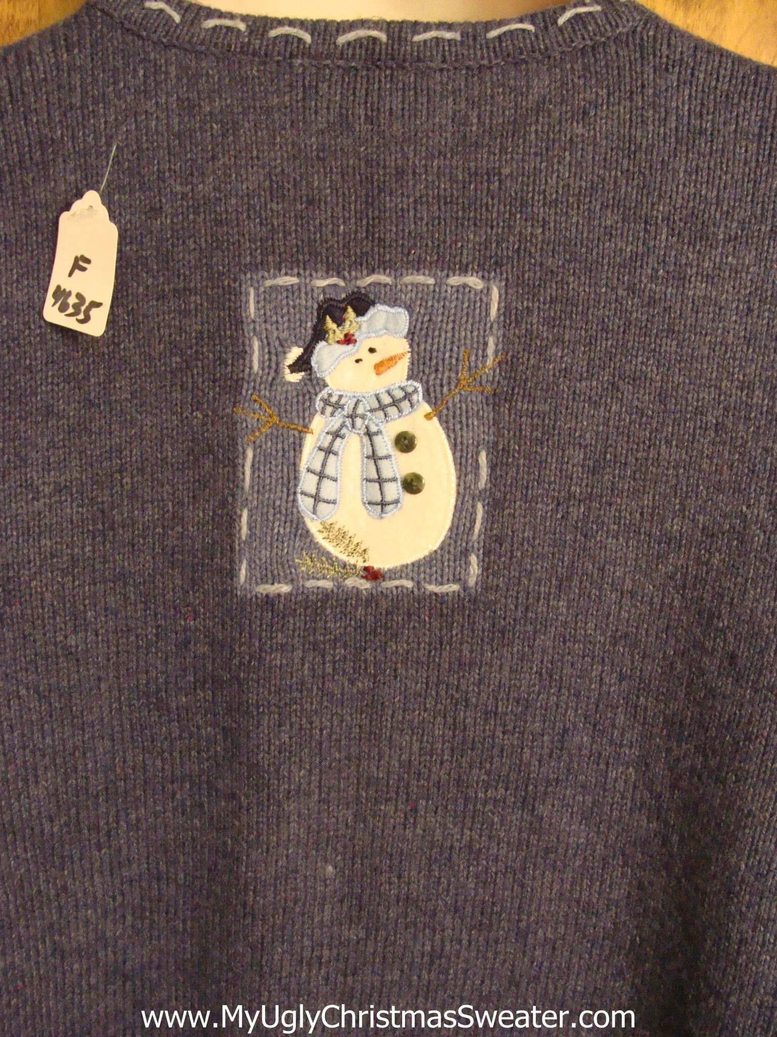 Blue Ugly Christmas Sweater with Snowmen
