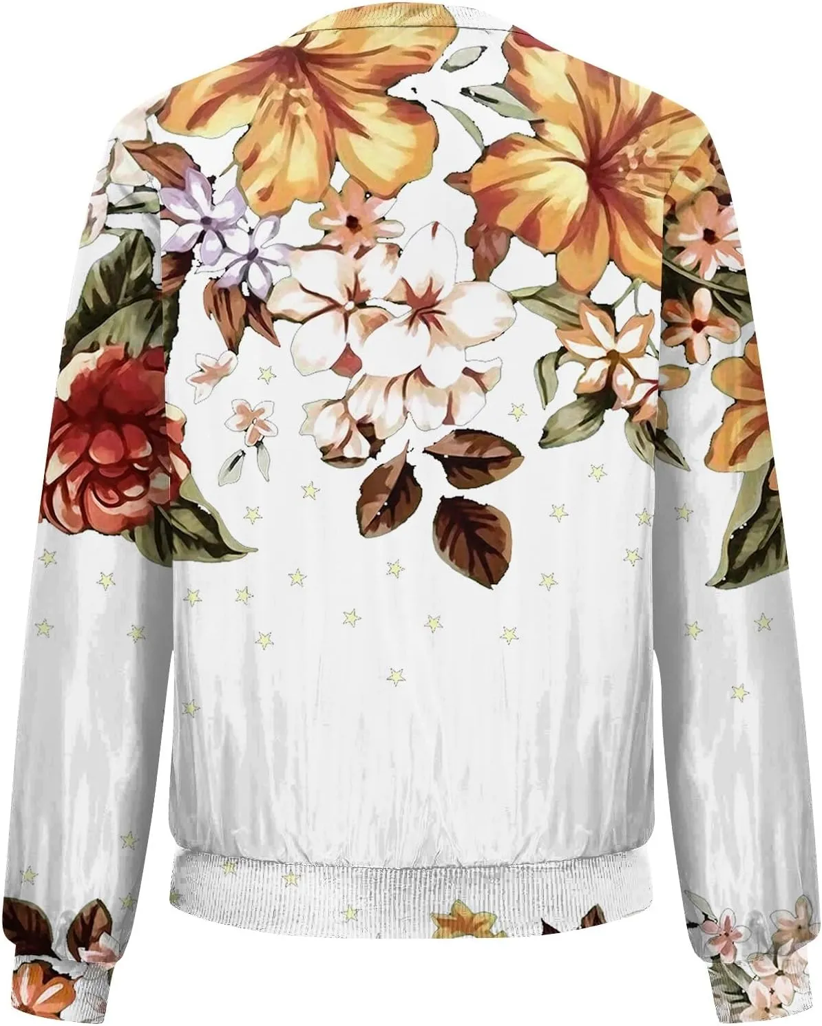 Bomber Jacket Women 2024 Casual Floral Lightweight Oversized Windbreaker Trendy Zip Up Coat Outwear with Pockets