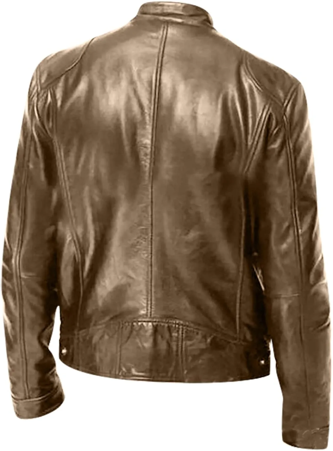 DuDubaby Men Vintage Cool Jacket Leather Long Sleeve Autumn Winter Stand Collar Club Coat