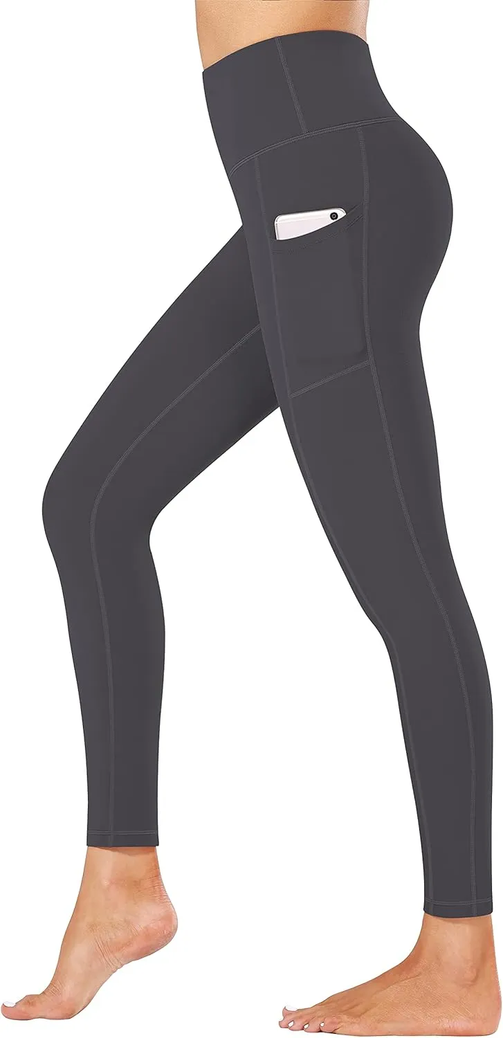 Fengbay 4 Pack High Waist Yoga Pants, Pocket Yoga Pants Tummy Control Workout Leggings 4 Way Stretch Leggings with Pockets