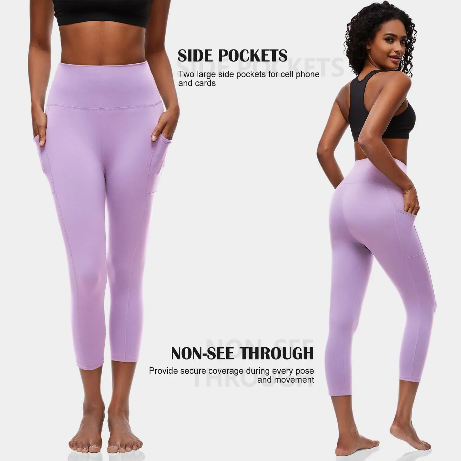 FULLSOFT Capri Leggings with Pockets High Waisted Capri Leggings for Women Workout Yoga Pants Capris