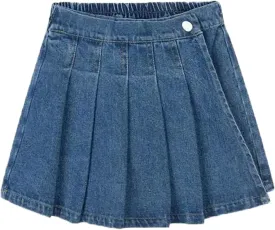 Girls Denim Skirt Summer Vintage Pleated Kids Skirt Shorts Children Uniform Skirt Jeans Skorts