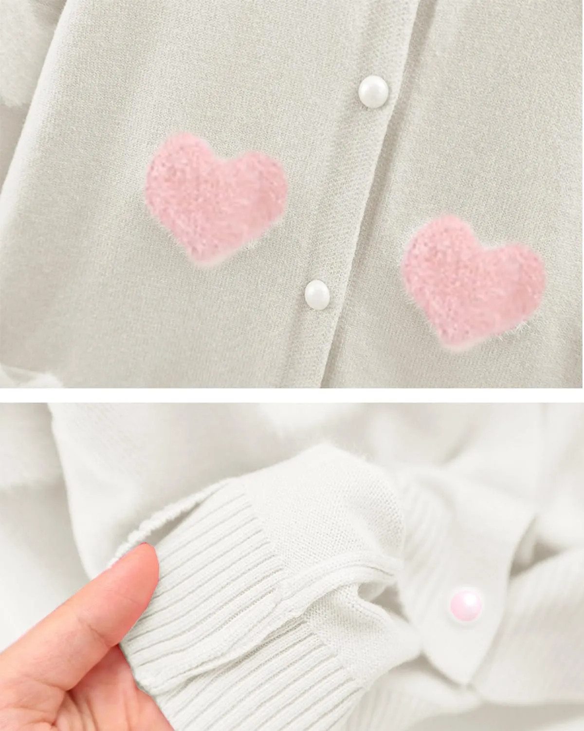 Girl's Knit Cardigan Long Sleeve Winter Heart Colorful Rainbow Button Up Sweater Coat for Kids Girl 2-7 Years