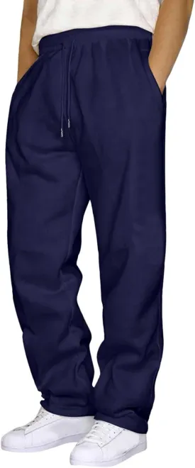Heavyweight Cargo Sweatpants for Men Casual Fleece Jogger Sports Hiking Pants Drawstring Trousers with Pockets