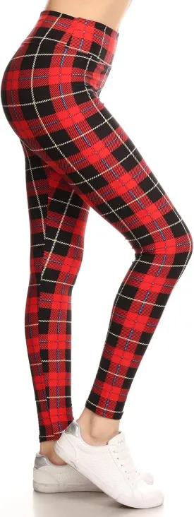 Leggings Depot High Waisted Plaid & Wild Print Leggings for Women - Plaid, Leopard, Snake Skin, Polka dot