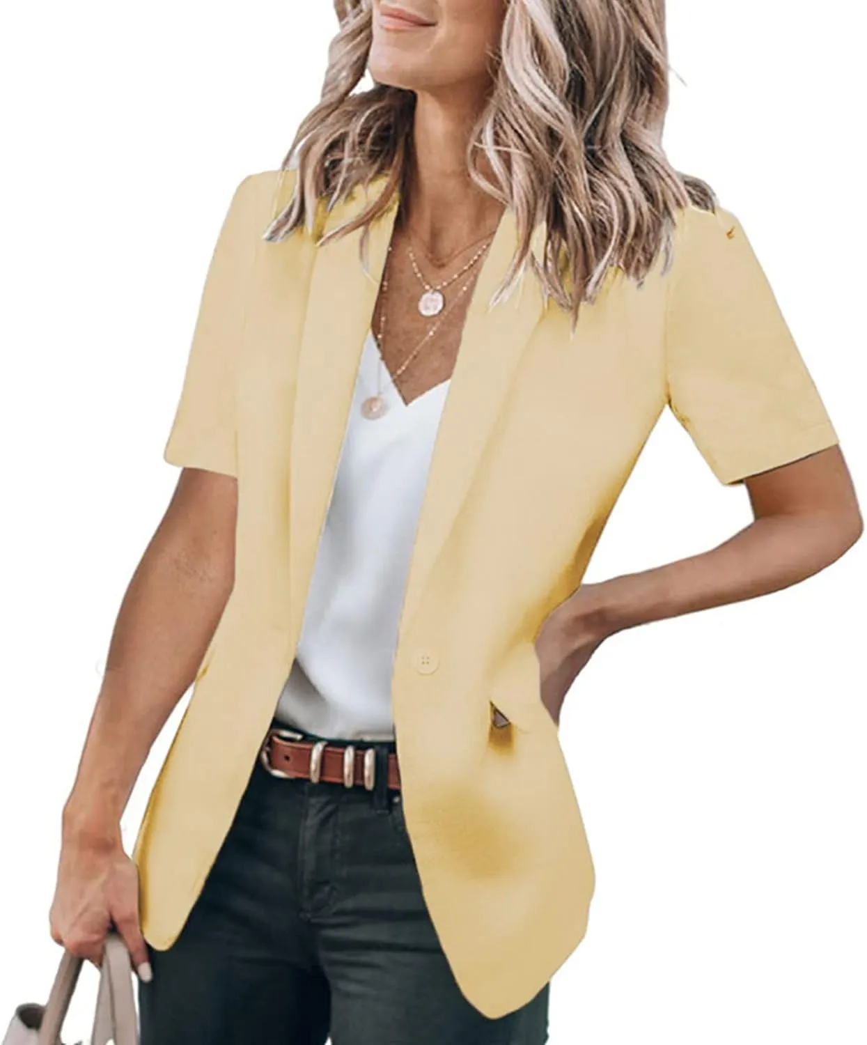 Linen Blazers for Women 2024 Business for Women Jackets Open Front Prtite Fall Winter Top Fitted Gold Blazer
