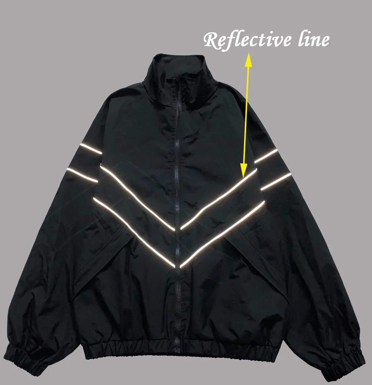 LZLRUN Y2k Vintage Jacket for Men and Women Zip Up Reflective Jacket Y2k Clothing Varsity Jacket Lightweigh Punk Jacket