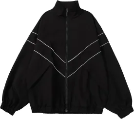LZLRUN Y2k Vintage Jacket for Men and Women Zip Up Reflective Jacket Y2k Clothing Varsity Jacket Lightweigh Punk Jacket