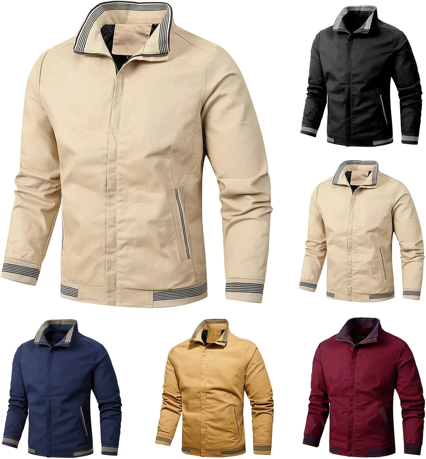 Men's Lightweight Jackets Softshell Jacket Casual Windbreaker Full Zip Up Work Business Bomber Jacket Coat for Men