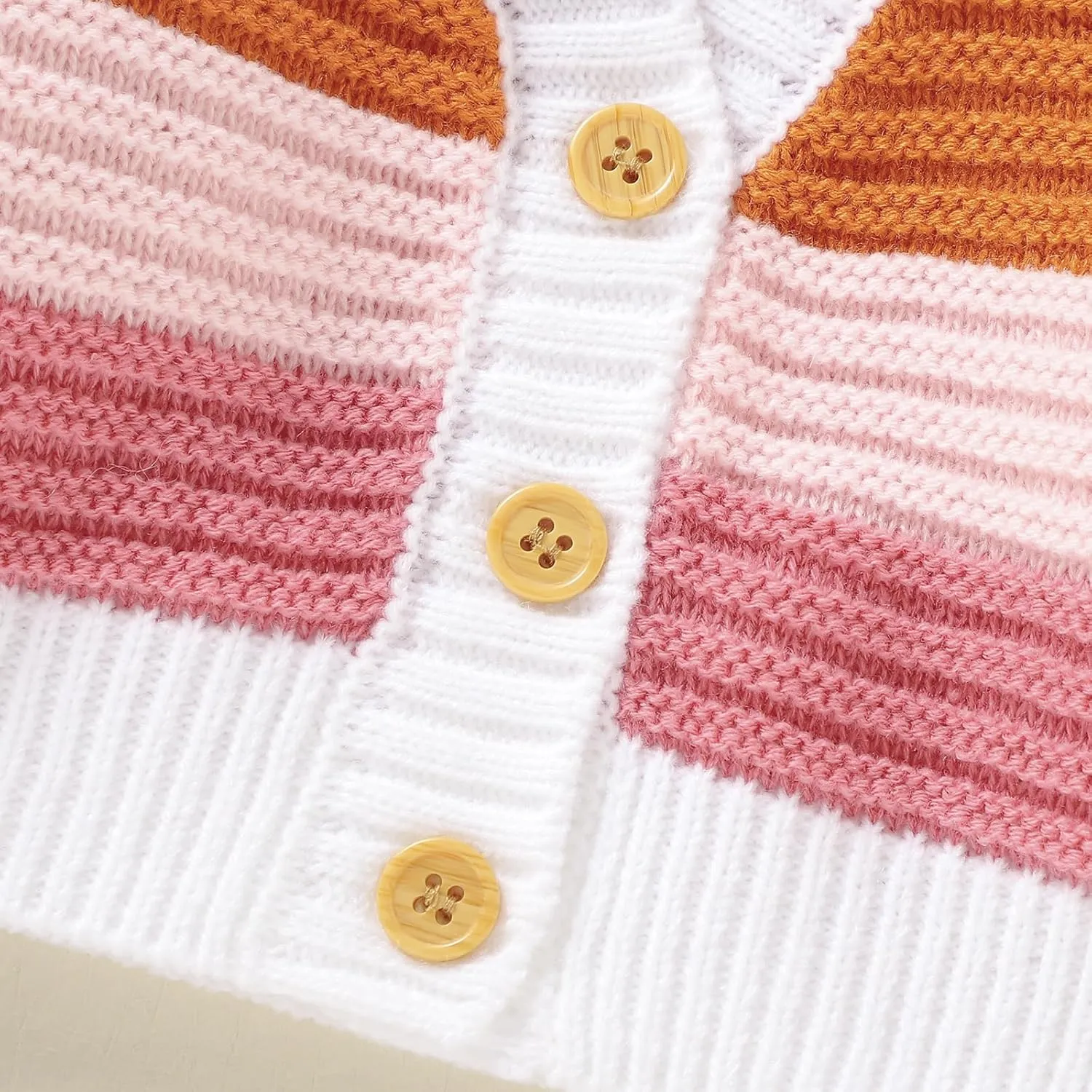 Newborn Baby Girls Cardigan Sweater Knitted Rainbow Striped Long Sleeve Jacket Warm Outerwear Winter Clothes