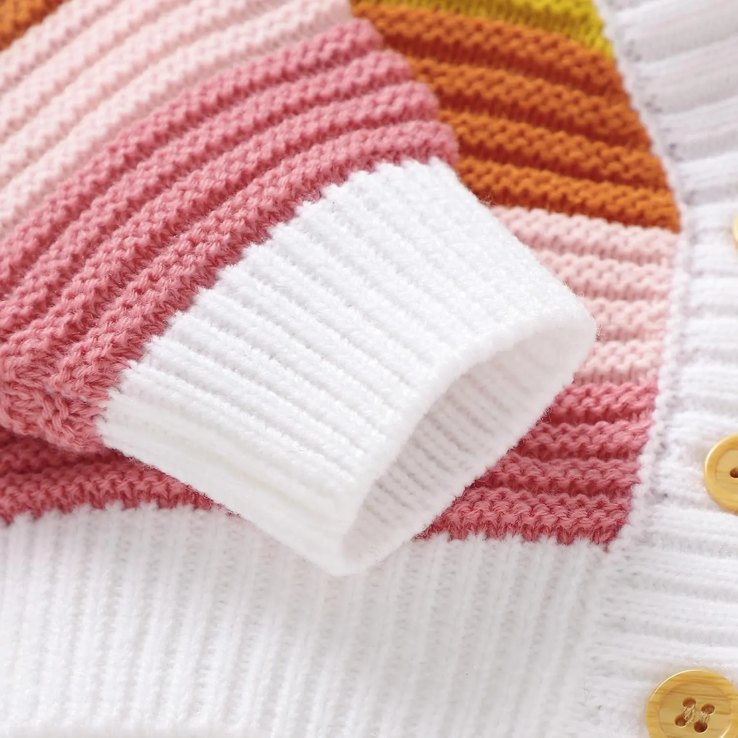 Newborn Baby Girls Cardigan Sweater Knitted Rainbow Striped Long Sleeve Jacket Warm Outerwear Winter Clothes