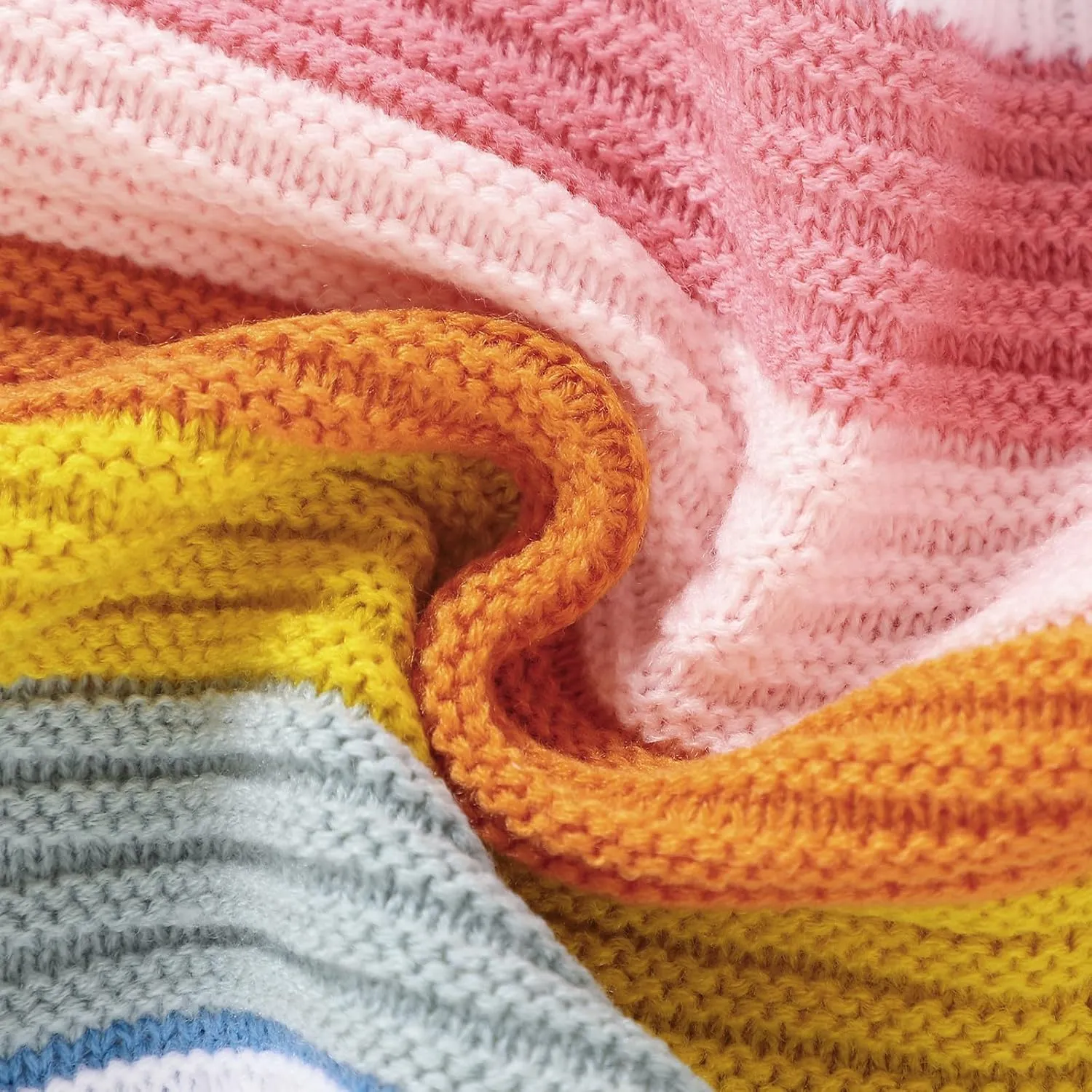 Newborn Baby Girls Cardigan Sweater Knitted Rainbow Striped Long Sleeve Jacket Warm Outerwear Winter Clothes