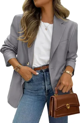 PRETTYGARDEN 2025 Blazers for Women Business Casual Long Sleeve Lapel Open Front Suit Jacket Work Blazer with Pockets