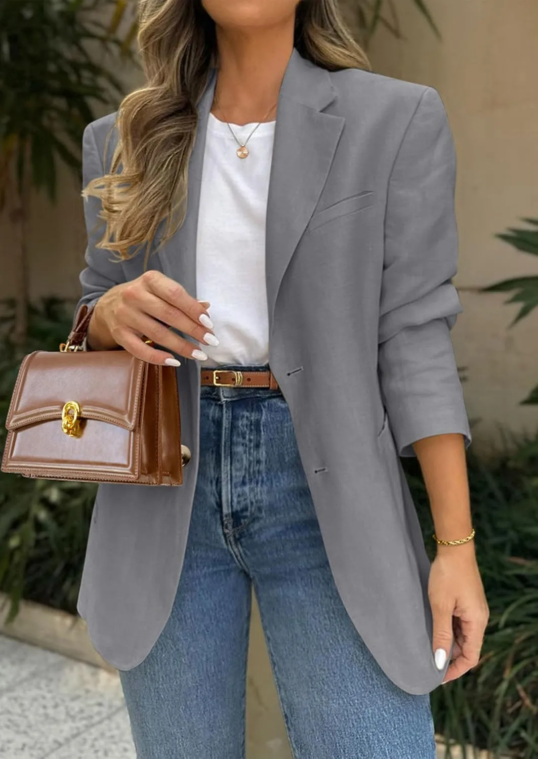 PRETTYGARDEN 2025 Blazers for Women Business Casual Long Sleeve Lapel Open Front Suit Jacket Work Blazer with Pockets