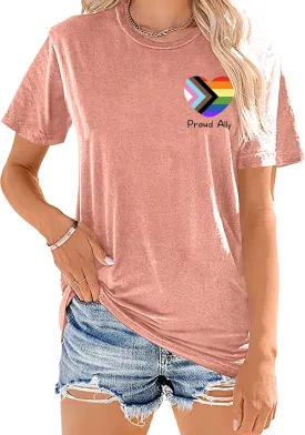 Pride Shirts for Women: Rainbow Pride Graphic Tee LGBTQ Equality T Shirt Casual Lesbian Tops
