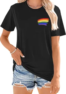 Pride Shirts for Women: Rainbow Pride Graphic Tee LGBTQ Equality T Shirt Casual Lesbian Tops