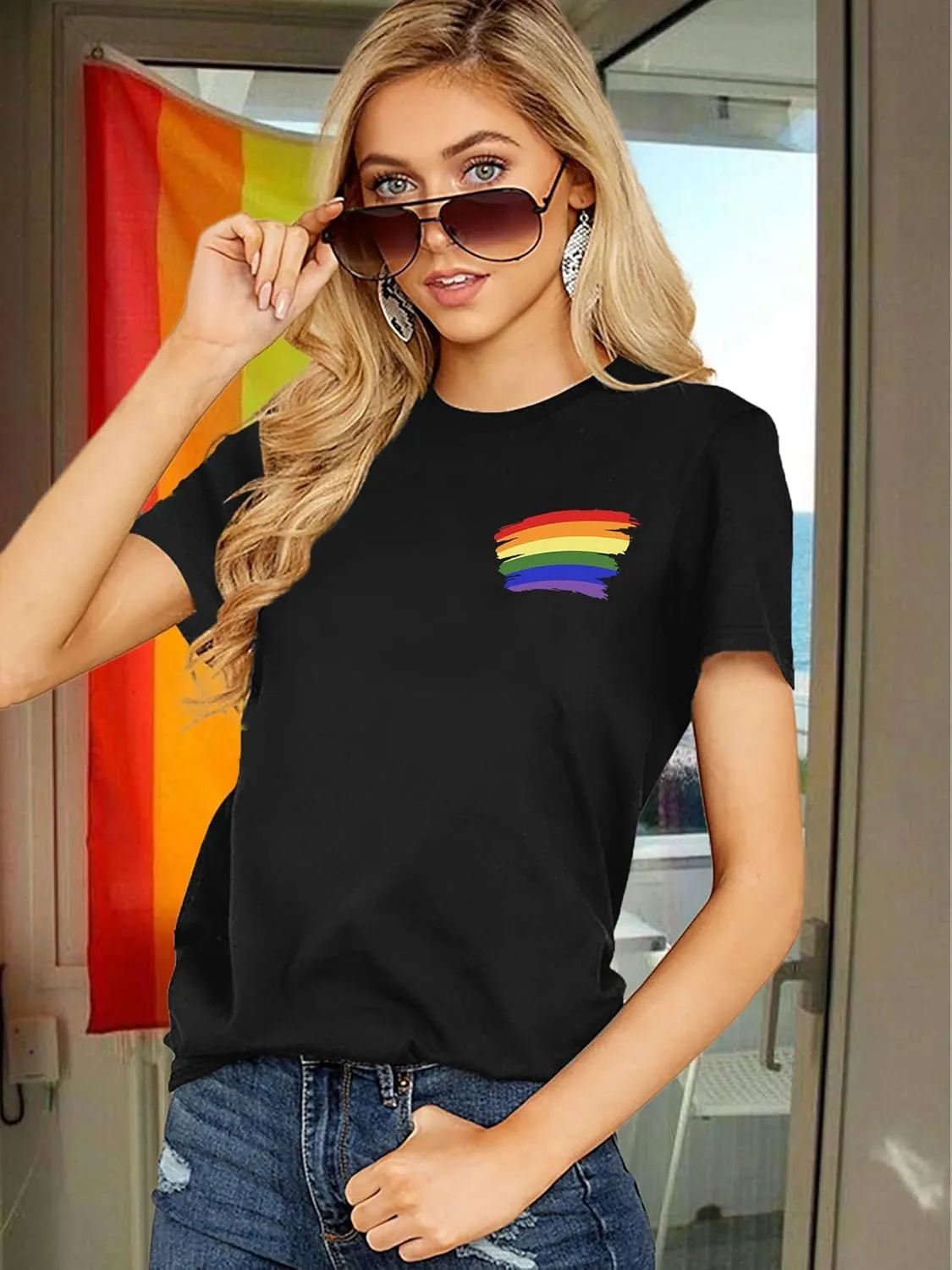Pride Shirts for Women: Rainbow Pride Graphic Tee LGBTQ Equality T Shirt Casual Lesbian Tops