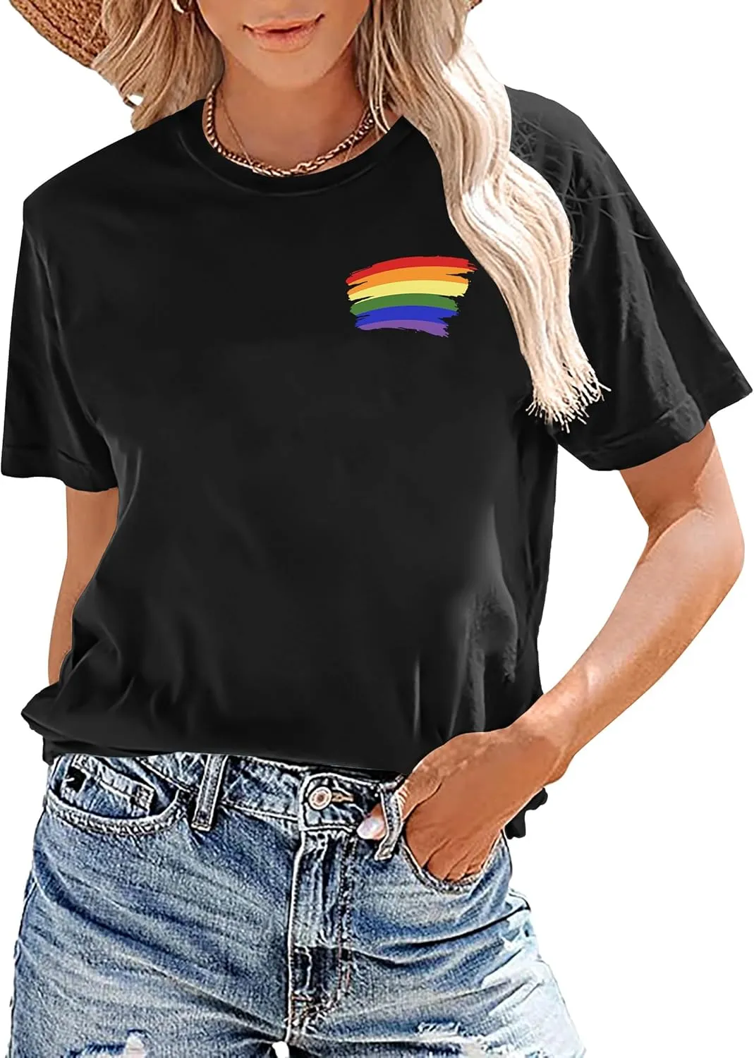 Pride Shirts for Women: Rainbow Pride Graphic Tee LGBTQ Equality T Shirt Casual Lesbian Tops