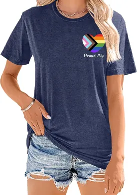 Pride Shirts for Women: Rainbow Pride Graphic Tee LGBTQ Equality T Shirt Casual Lesbian Tops