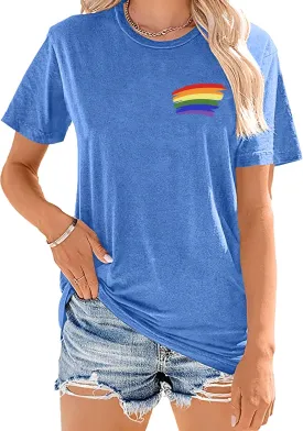 Pride Shirts for Women: Rainbow Pride Graphic Tee LGBTQ Equality T Shirt Casual Lesbian Tops