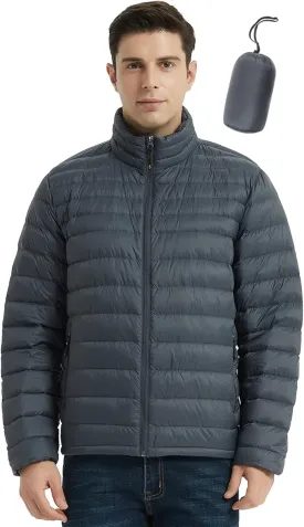 SLOW DOWN Men Lightweight Down Puffer Jakcet, Packable Winter Puffy Down Jacket