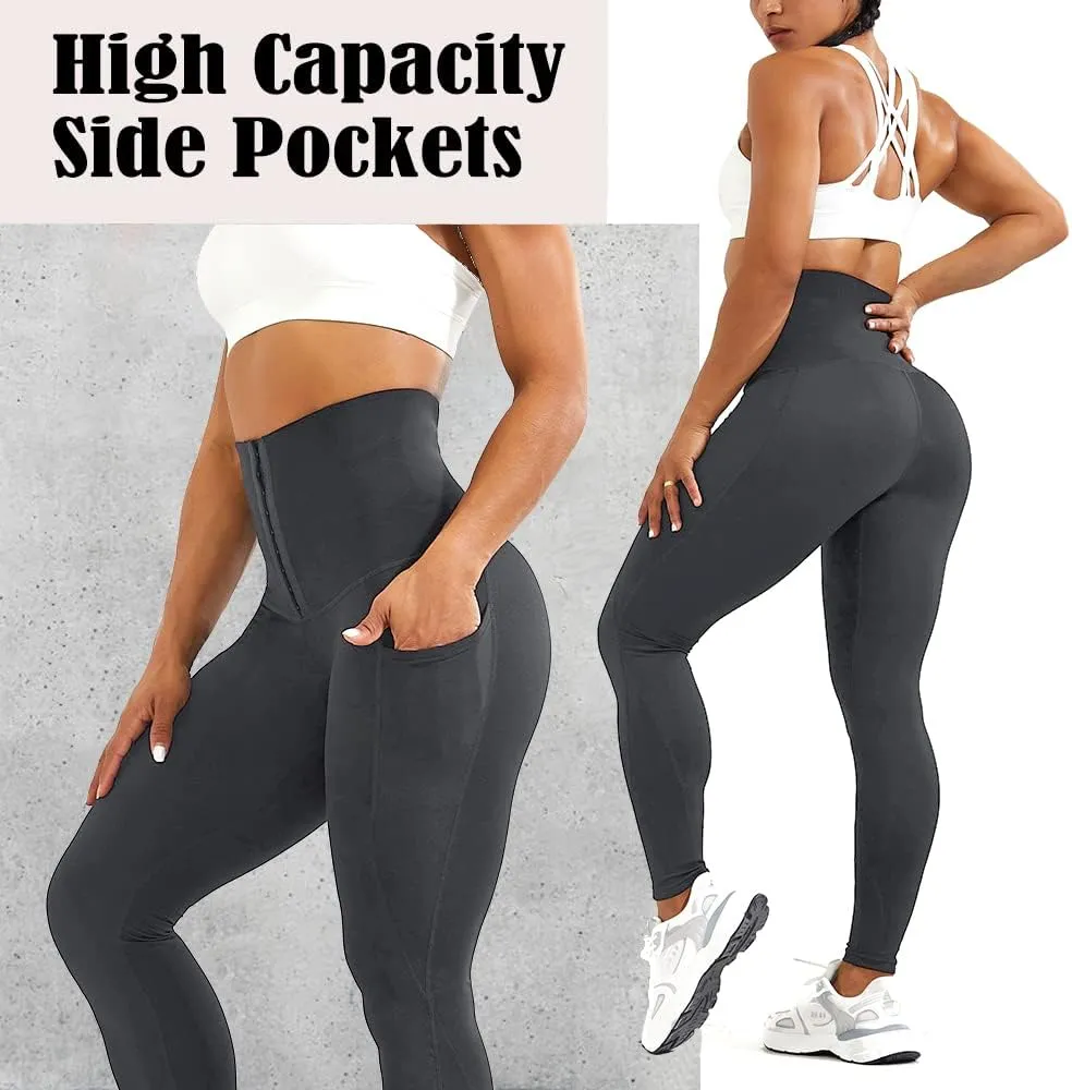 Super High Waist Corset Leggings for Women Shaper Leggings with Waist Trainer Compression Yoga Pants