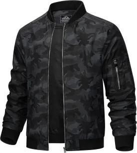 TACVASEN Men's Bomber Jacket Lightweight Casual Spring Fall Windbreaker Zip Up Coat with Pocket