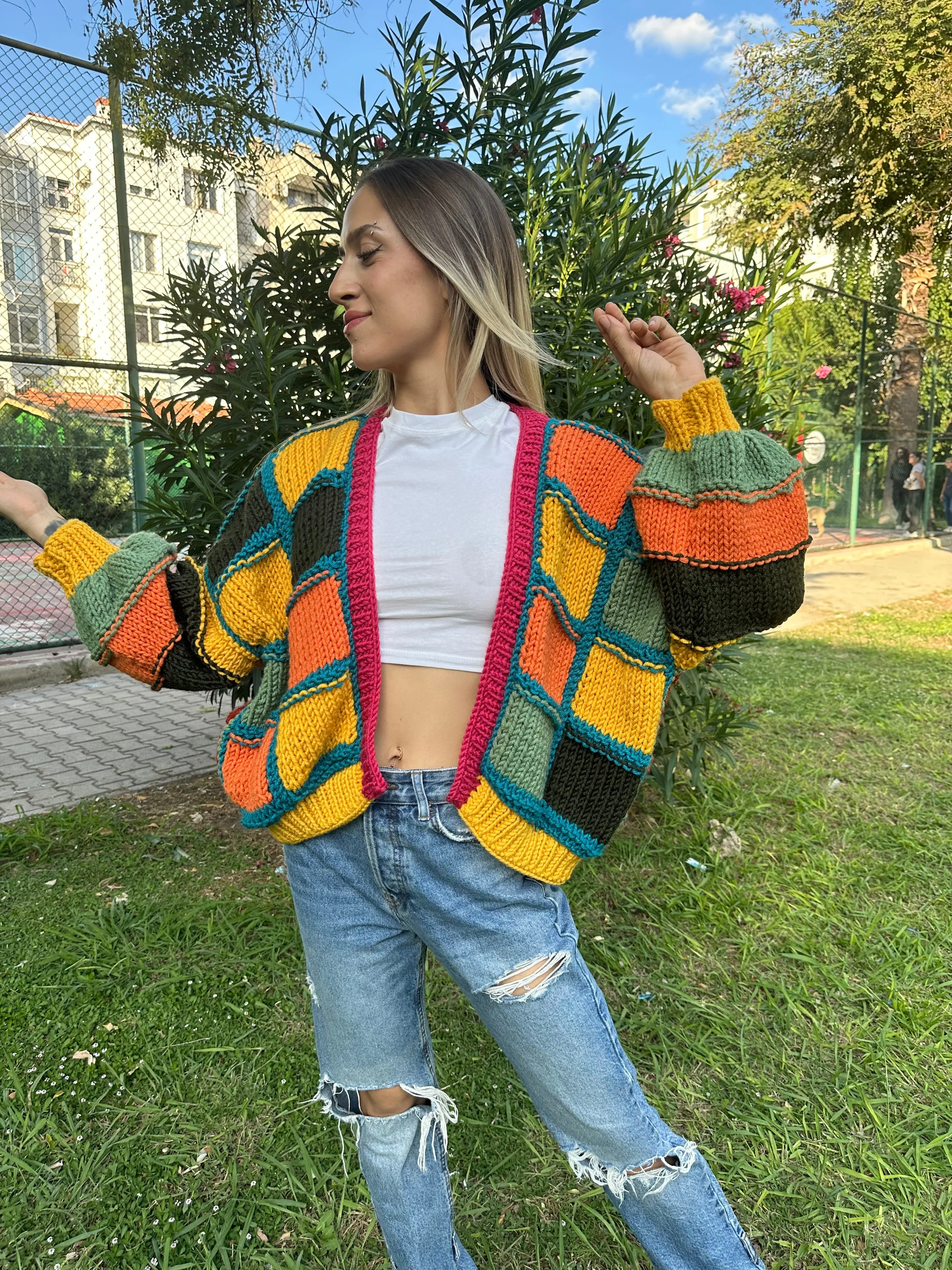 Tessa - Soft Patchwork Knit Handmade Cardigan
