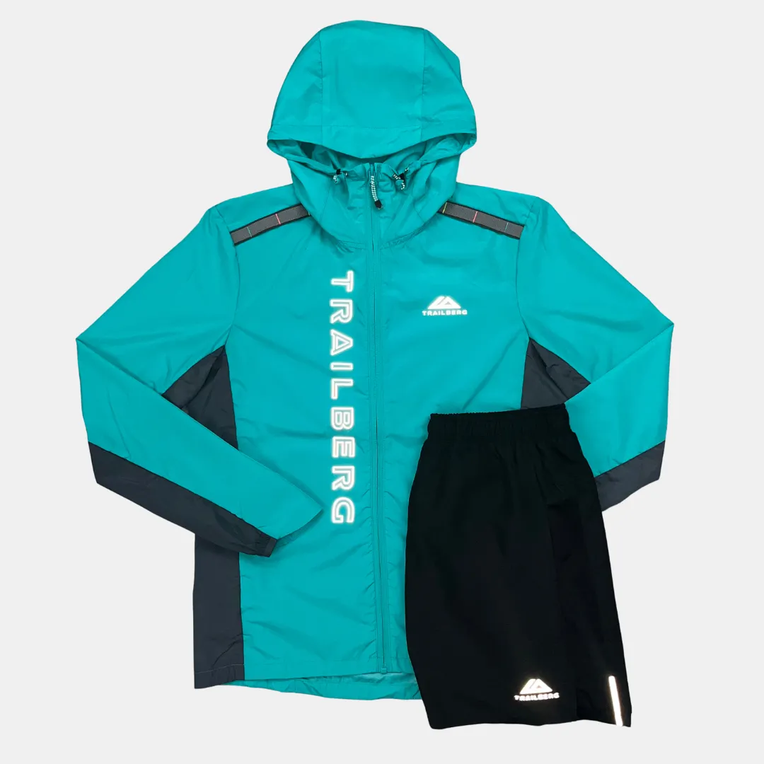 Trailberg Triathlon Windbreaker / Essential Shorts Set - Turquoise