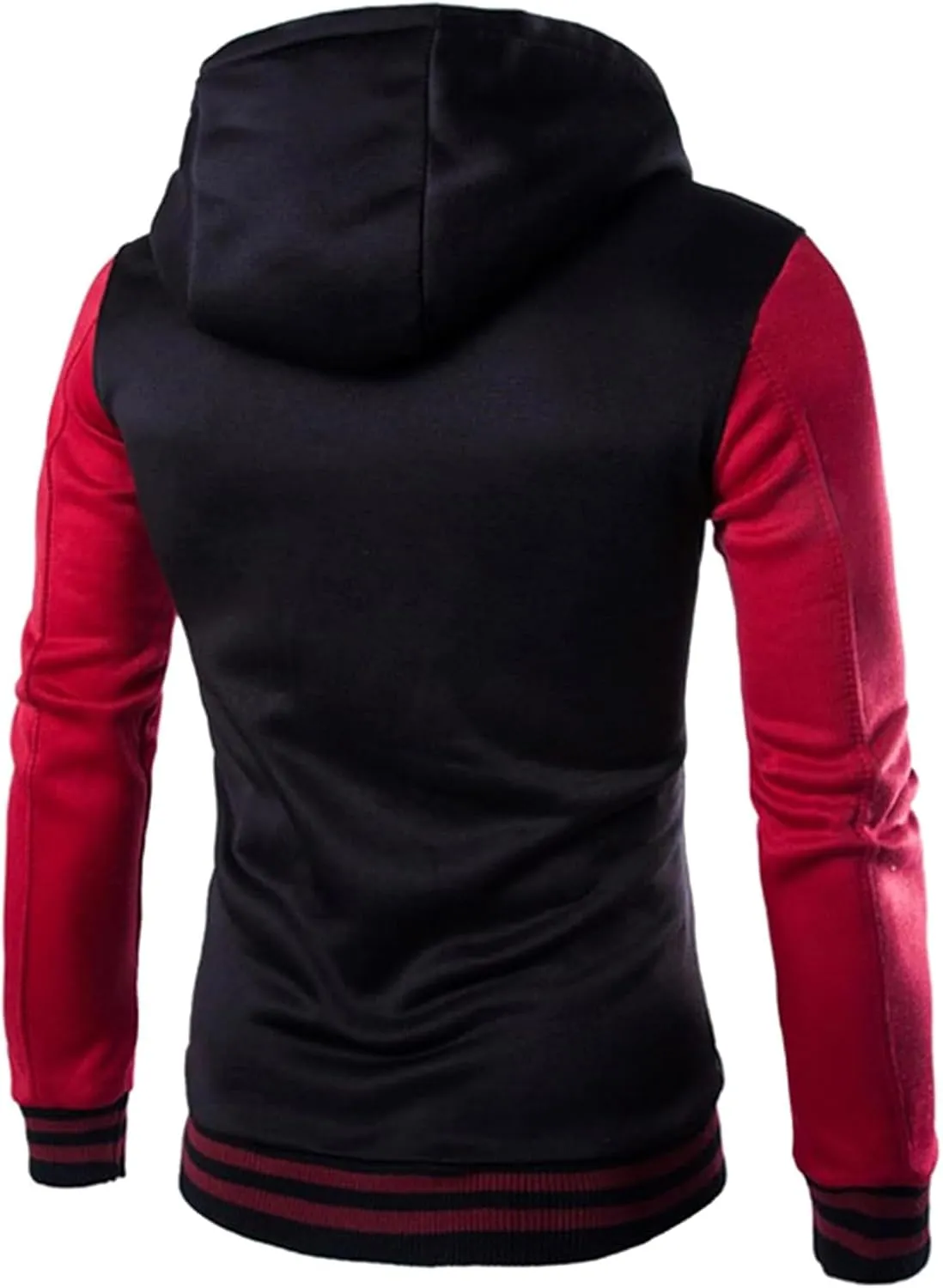 Wankang Mens Hoodie Baseball Jacket Button Down Varsity Jacket Hooded Lightweight Letterman Bomber jacket Coats for Men