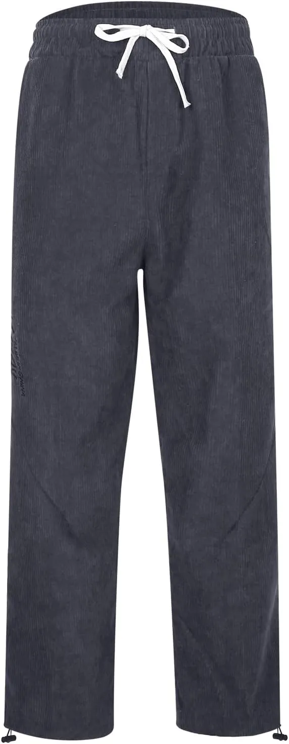 Winter Fall Baggy Cinch Bottom Sweatpants Baggy Sweatpants for Men Sporty Corduroy Workout High Waisted Trousers Soft