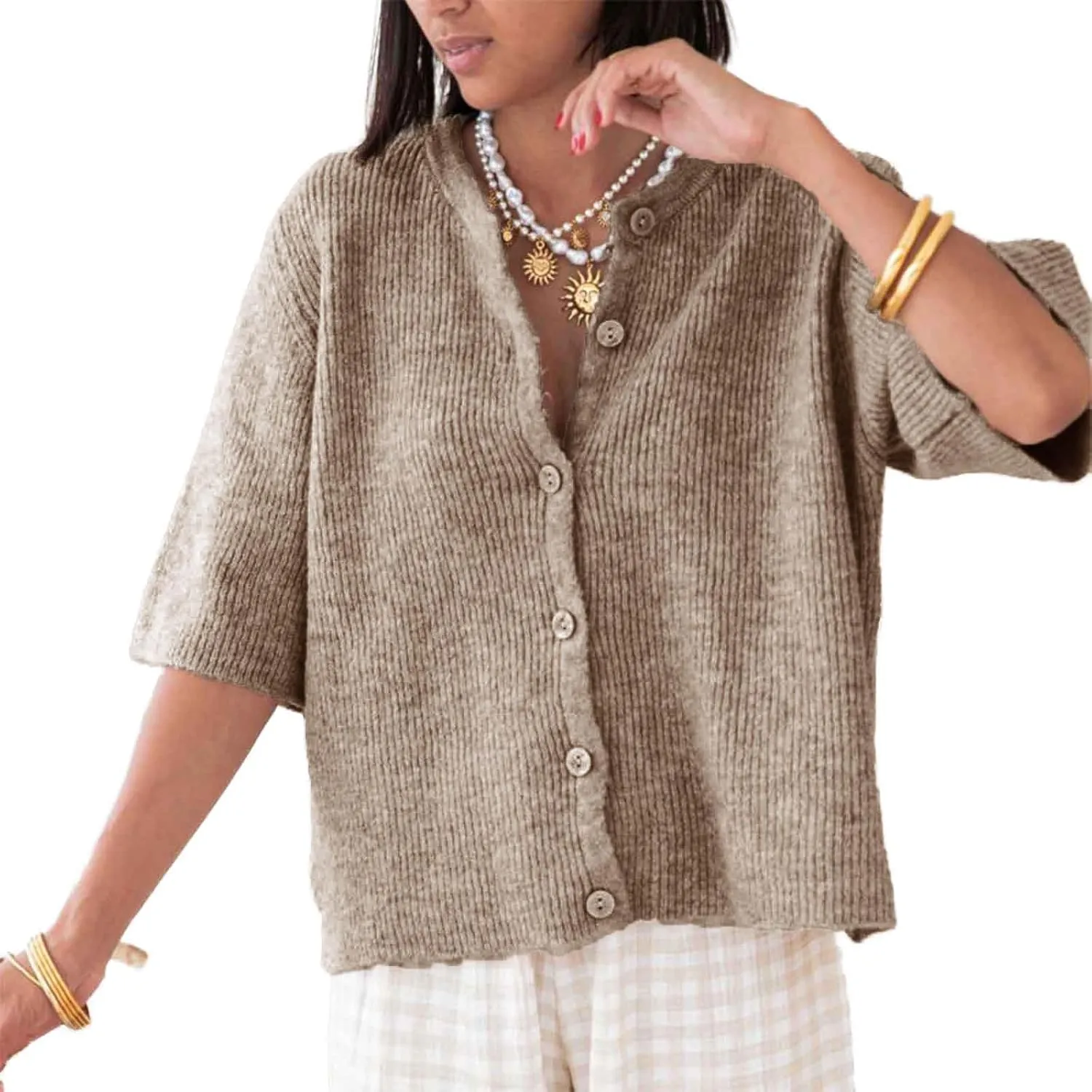 Women Y2K Cardigan Sweater Short Sleeve Button Down Ribbed Knit Crop Top Fall Winter Going Out Sweater