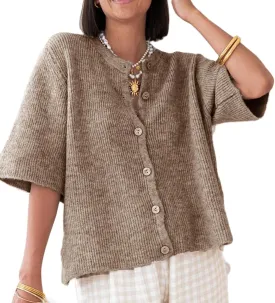 Women Y2K Cardigan Sweater Short Sleeve Button Down Ribbed Knit Crop Top Fall Winter Going Out Sweater