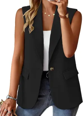 Womens Blazers for Work Casual Business Dressy Blazers Open Front Single Button Summer Jacket Fashion Suit Jacket