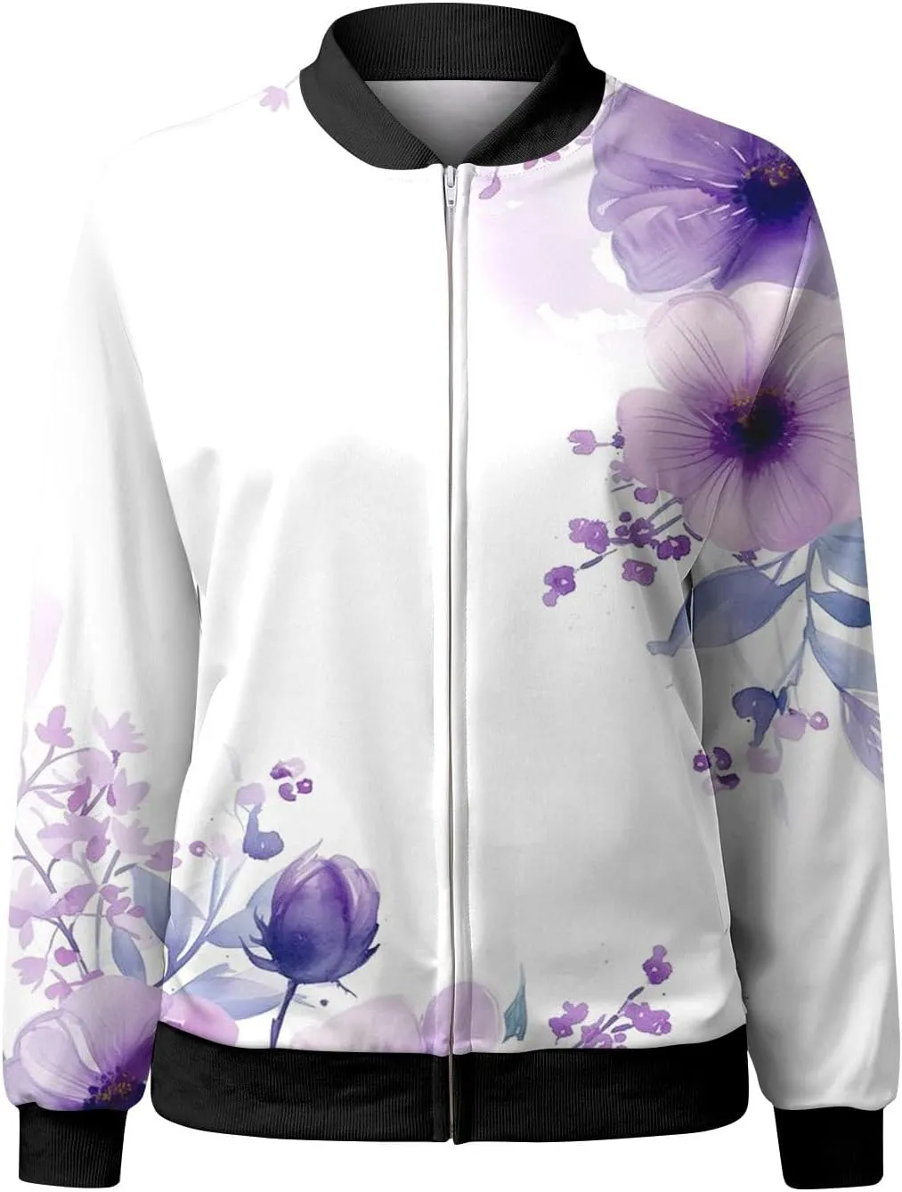 Womens Bomber Jacket 2024 Casual Coat Fall Trendy Lightweight Zip Up Long Sleeve Outerwear Windbreaker with Pocket