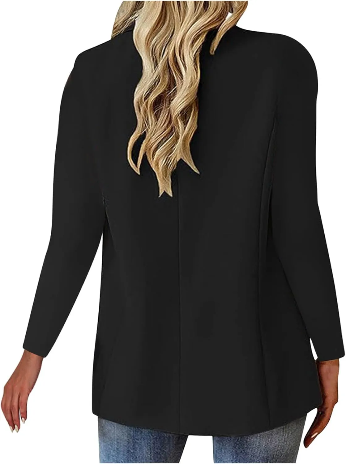 Women's Business Blazer Casual Trendy Lapel Slim Open Front Outerwear Fake Pocket Button Down Lightweight Jacket 2024