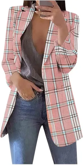 Womens Casual Long Sleeve Work Office Solid Open Front Blazer Jacket Elegant Cardigan Coat
