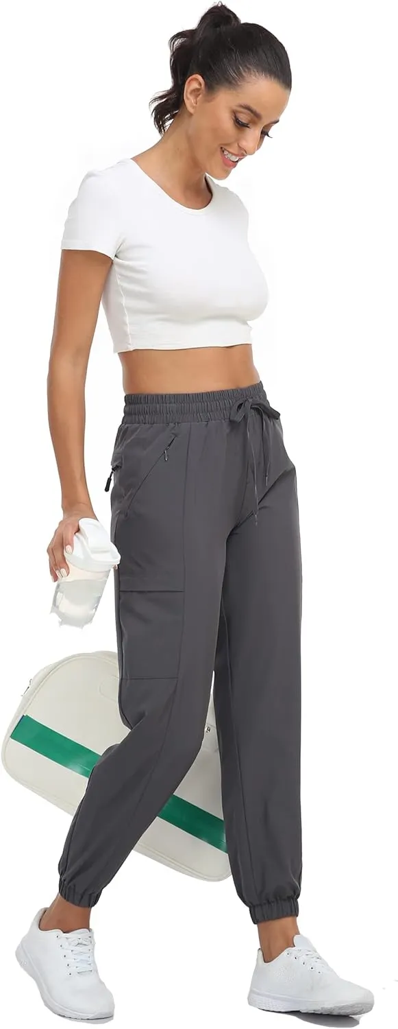 Women's Hiking Cargo Capri Pants Lightweight Quick Dry Joggers Outdoor Casual Travel Capris with Zipper Pockets