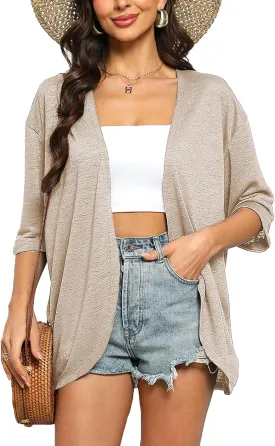 Yekaty Womens Summer Cardigan Lightweight Short Sleeve Kimono Cardigans Beach Vacation Cover up