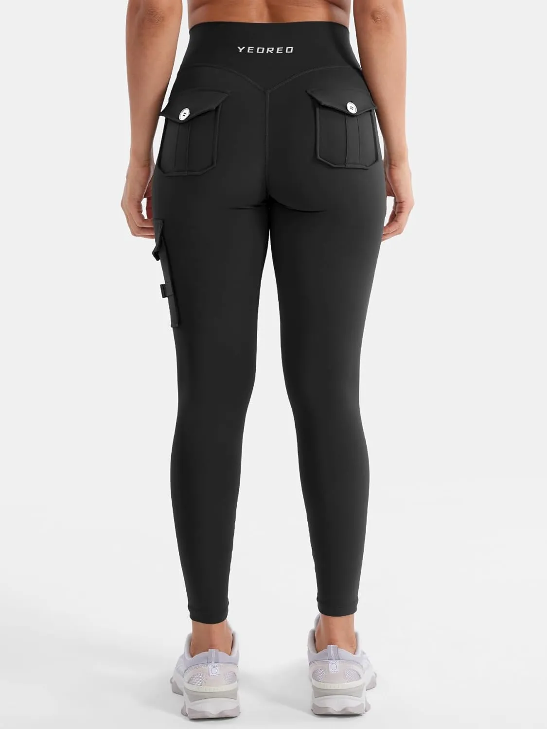 YEOREO CoreFlex Workout Cargo Leggings with Pockets for Women Hidden Scrunch Butt Lifting Leggings Gym Yoga Pants